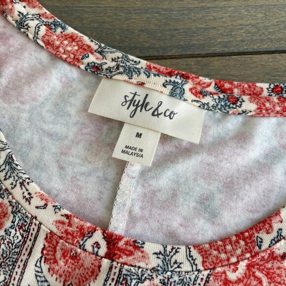 Style & Co Printed Sleeveless Floral Summer Flip Flop Dress Coral - Size M (VV) - Picture 4 of 10